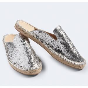AEROPOSTALE Slip-On Espadrille Flats Round Toe Metallic Glitter Silver Size 10
